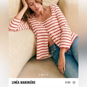 Sézane red striped button down shirt “Linéa Marinière” brand new never worn
